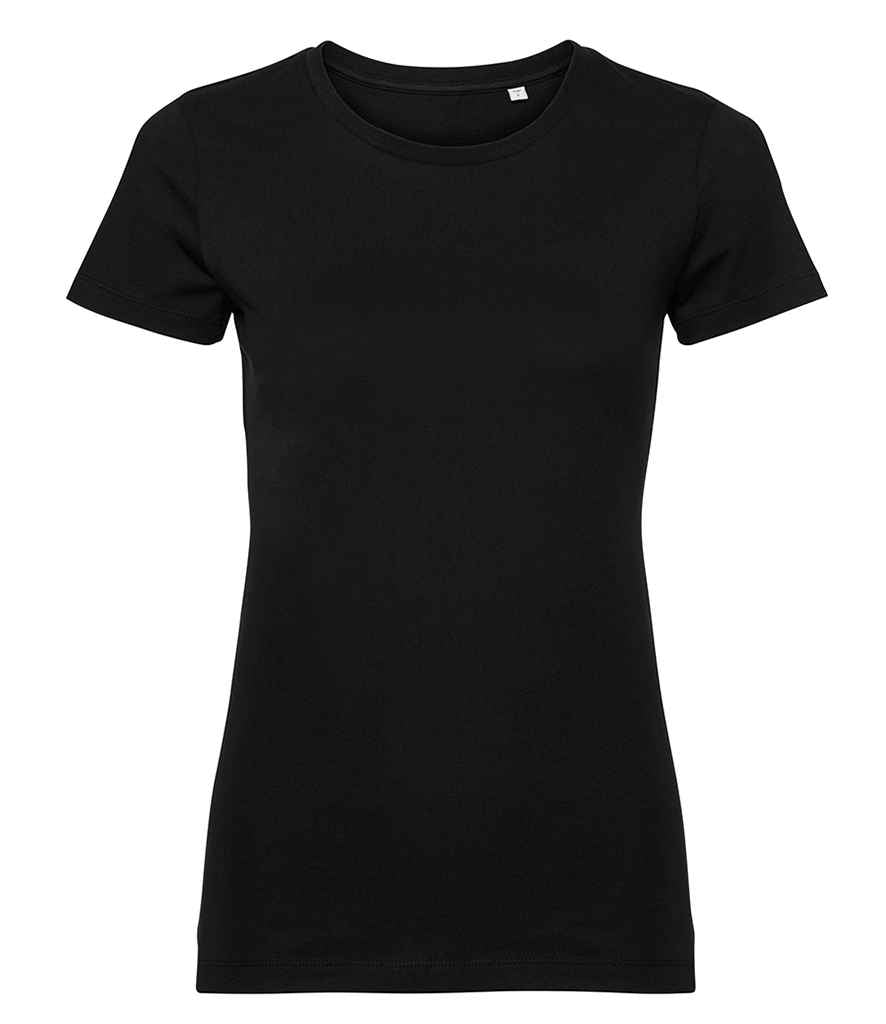 Russell Ladies Pure Organic T-Shirt in Black by Russell — Custom branded clothing by Print Press, featuring premium embroidery produced in our specialist print lab in the UK.