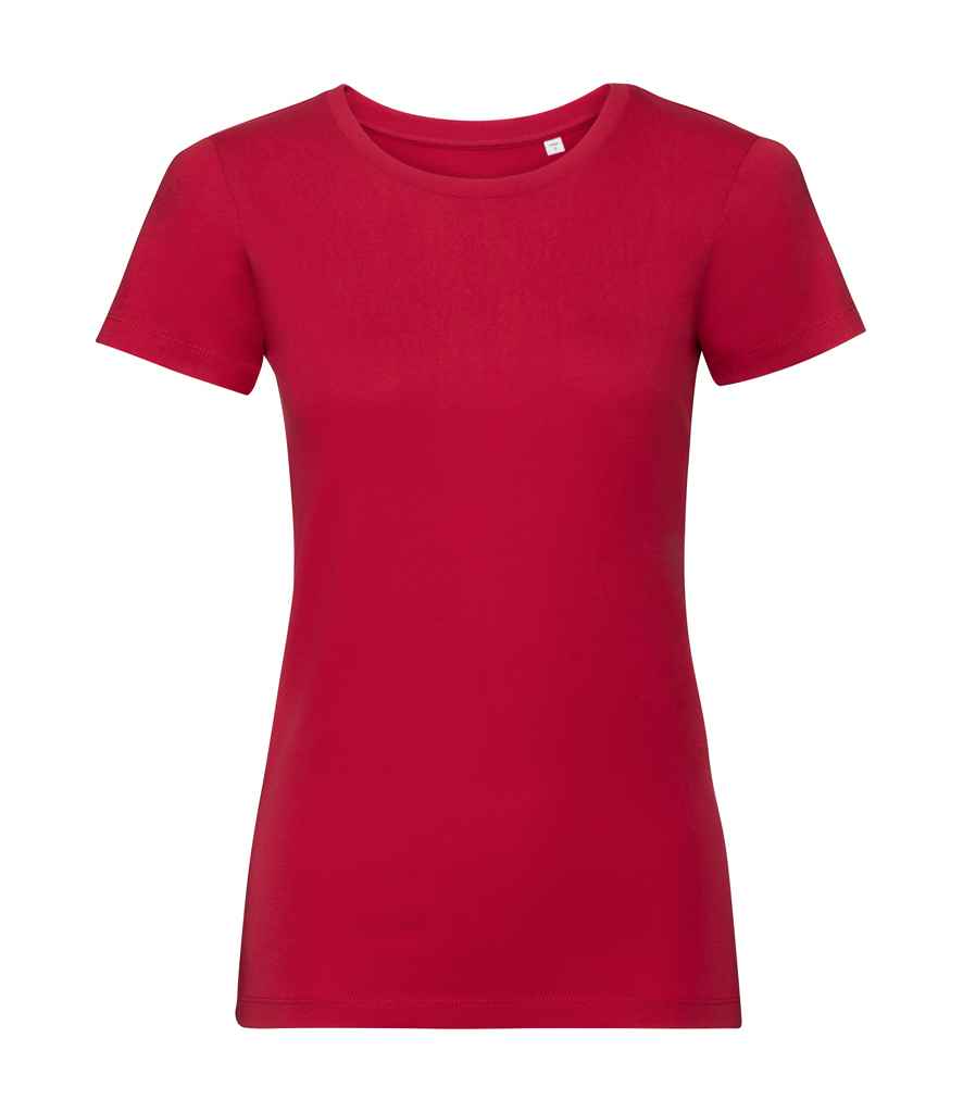Russell Ladies Pure Organic T-Shirt in Classic Red by Russell — Custom branded clothing by Print Press, featuring premium embroidery produced in our specialist print lab in the UK.
