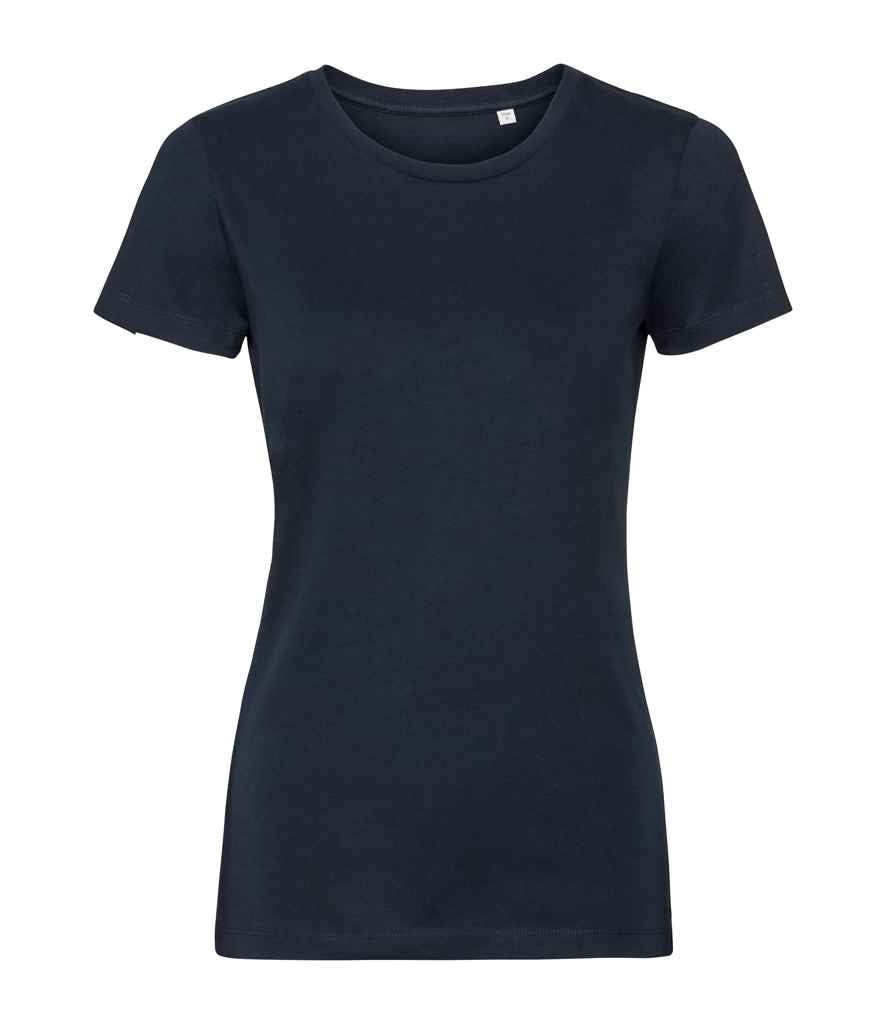 Russell Ladies Pure Organic T-Shirt in French Navy by Russell — Custom branded clothing by Print Press, featuring premium embroidery produced in our specialist print lab in the UK.