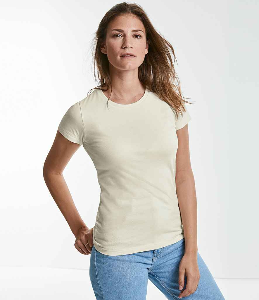 Russell Ladies Pure Organic T-Shirt in Natural by Russell — Custom branded clothing by Print Press, featuring premium embroidery produced in our specialist print lab in the UK.
