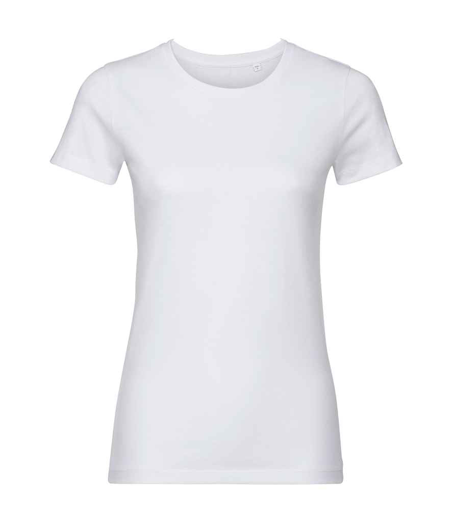 Russell Ladies Pure Organic T-Shirt in White by Russell — Custom branded clothing by Print Press, featuring premium embroidery produced in our specialist print lab in the UK.