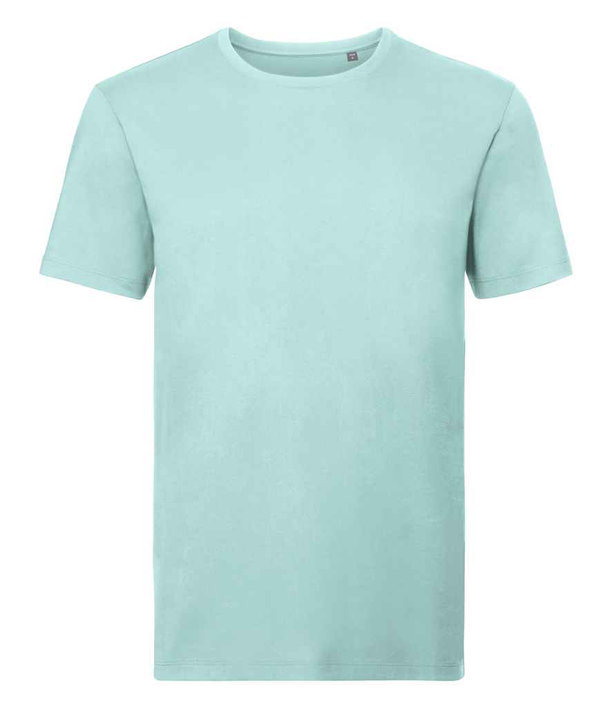 Russell Pure Organic T-Shirt in Aqua by Russell — Custom branded clothing by Print Press, featuring premium embroidery produced in our specialist print lab in the UK.