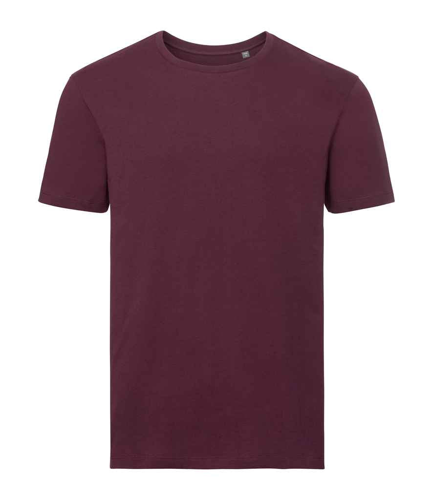 Russell Pure Organic T-Shirt in Burgundy by Russell — Custom branded clothing by Print Press, featuring premium embroidery produced in our specialist print lab in the UK.