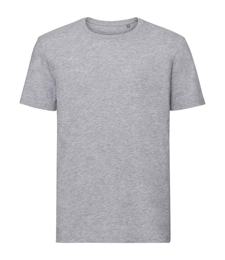 Russell Pure Organic T-Shirt in Light Oxford by Russell — Custom branded clothing by Print Press, featuring premium embroidery produced in our specialist print lab in the UK.
