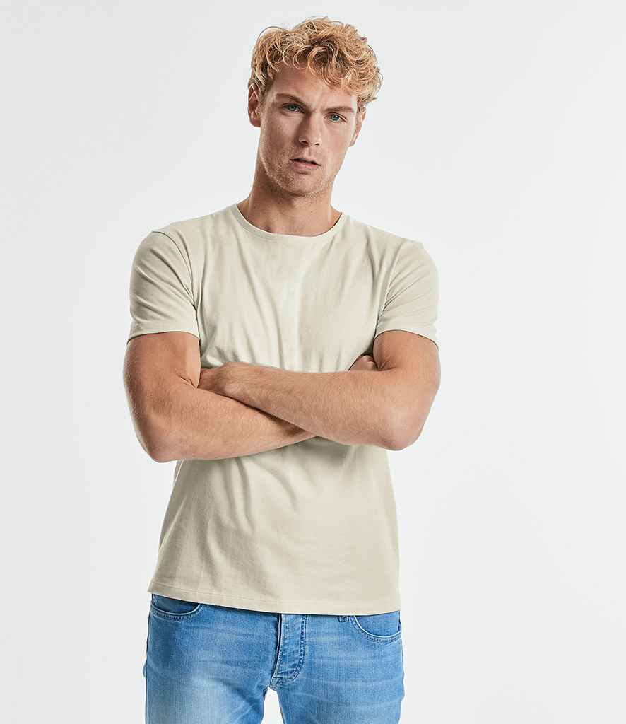 Russell Pure Organic T-Shirt in Natural by Russell — Custom branded clothing by Print Press, featuring premium embroidery produced in our specialist print lab in the UK.