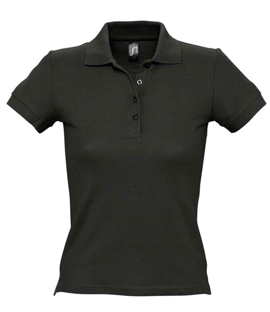 SOL'S Ladies People Cotton Piqué Polo Shirt in Black by SOL'S — Custom branded clothing by Print Press, featuring premium embroidery produced in our specialist print lab in the UK.