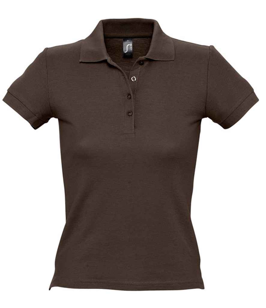 SOL'S Ladies People Cotton Piqué Polo Shirt in Chocolate by SOL'S — Custom branded clothing by Print Press, featuring premium embroidery produced in our specialist print lab in the UK.