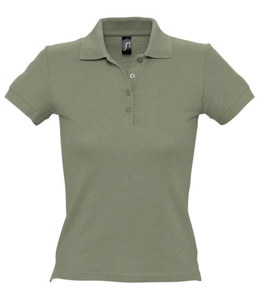 SOL'S Ladies People Cotton Piqué Polo Shirt in Khaki by SOL'S — Custom branded clothing by Print Press, featuring premium embroidery produced in our specialist print lab in the UK.