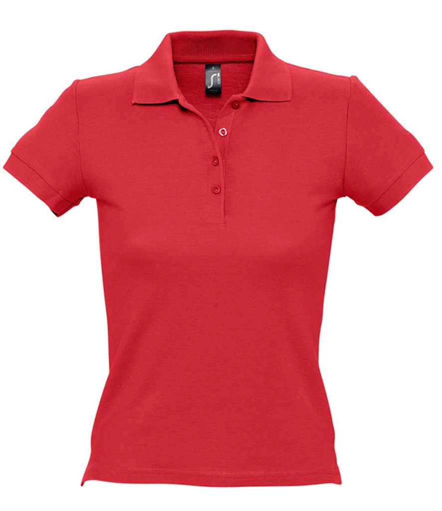 SOL'S Ladies People Cotton Piqué Polo Shirt in Red by SOL'S — Custom branded clothing by Print Press, featuring premium embroidery produced in our specialist print lab in the UK.
