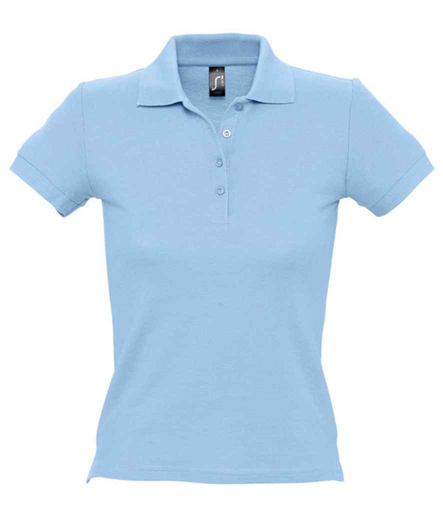 SOL'S Ladies People Cotton Piqué Polo Shirt in Sky Blue by SOL'S — Custom branded clothing by Print Press, featuring premium embroidery produced in our specialist print lab in the UK.