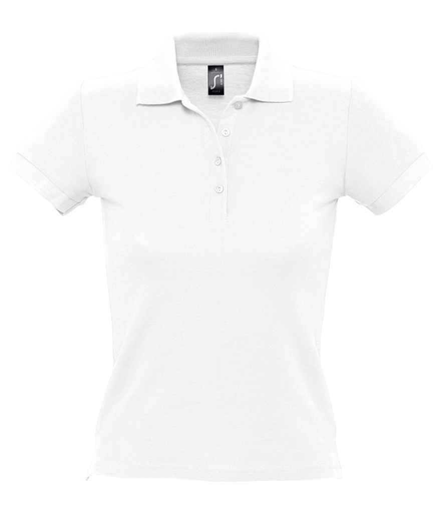 SOL'S Ladies People Cotton Piqué Polo Shirt in White by SOL'S — Custom branded clothing by Print Press, featuring premium embroidery produced in our specialist print lab in the UK.