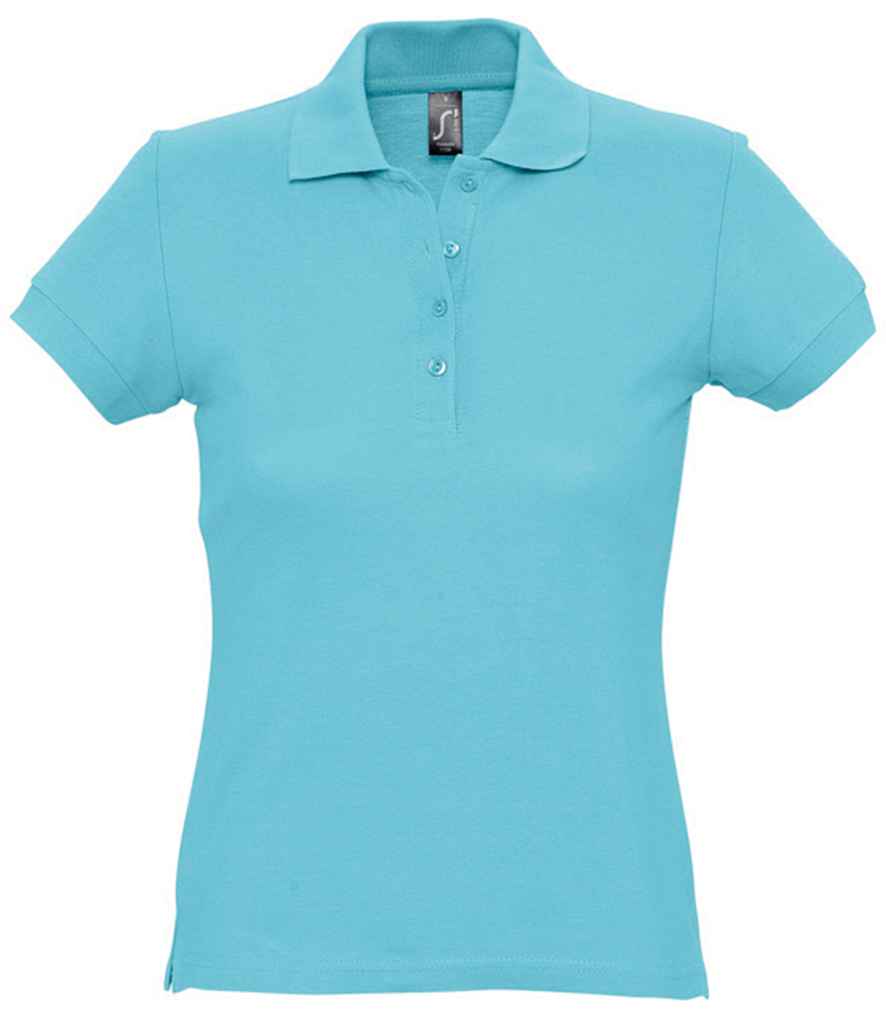 SOL'S Ladies Passion Cotton Piqué Polo Shirt in Atoll Blue by SOL'S — Custom branded clothing by Print Press, featuring premium embroidery produced in our specialist print lab in the UK.
