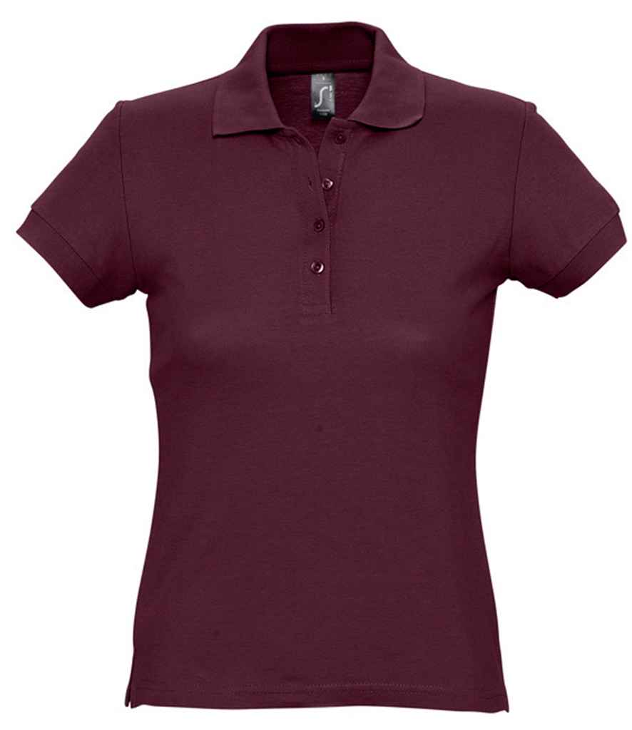 SOL'S Ladies Passion Cotton Piqué Polo Shirt in Burgundy by SOL'S — Custom branded clothing by Print Press, featuring premium embroidery produced in our specialist print lab in the UK.