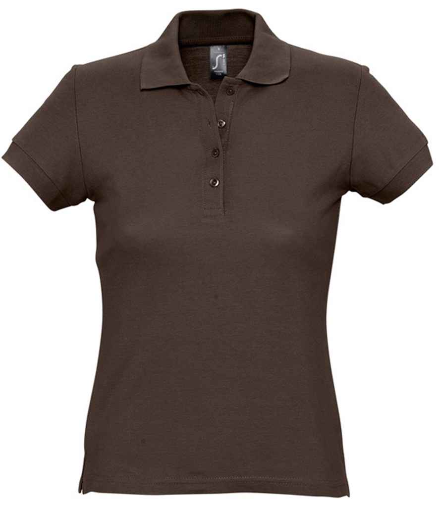 SOL'S Ladies Passion Cotton Piqué Polo Shirt in Chocolate by SOL'S — Custom branded clothing by Print Press, featuring premium embroidery produced in our specialist print lab in the UK.