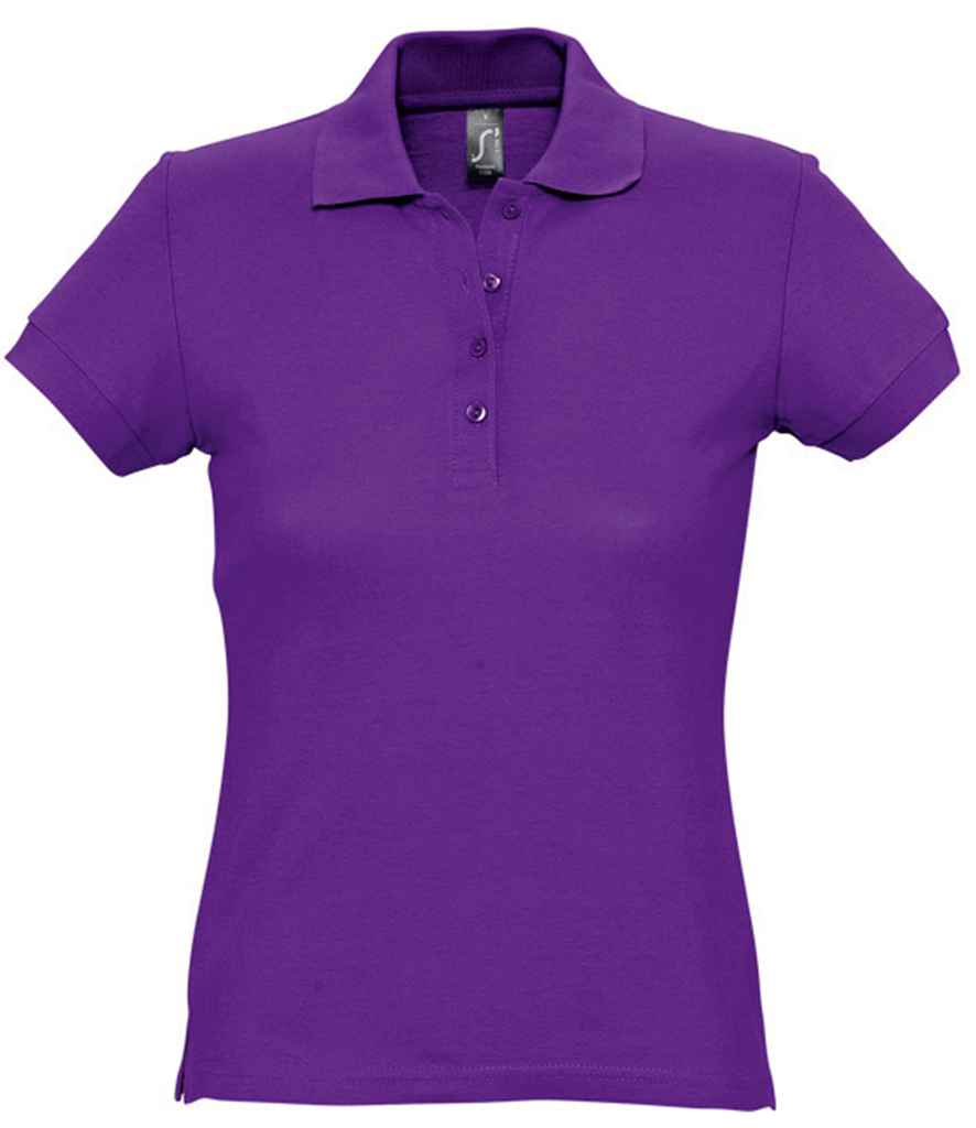 SOL'S Ladies Passion Cotton Piqué Polo Shirt in Dark Purple by SOL'S — Custom branded clothing by Print Press, featuring premium embroidery produced in our specialist print lab in the UK.