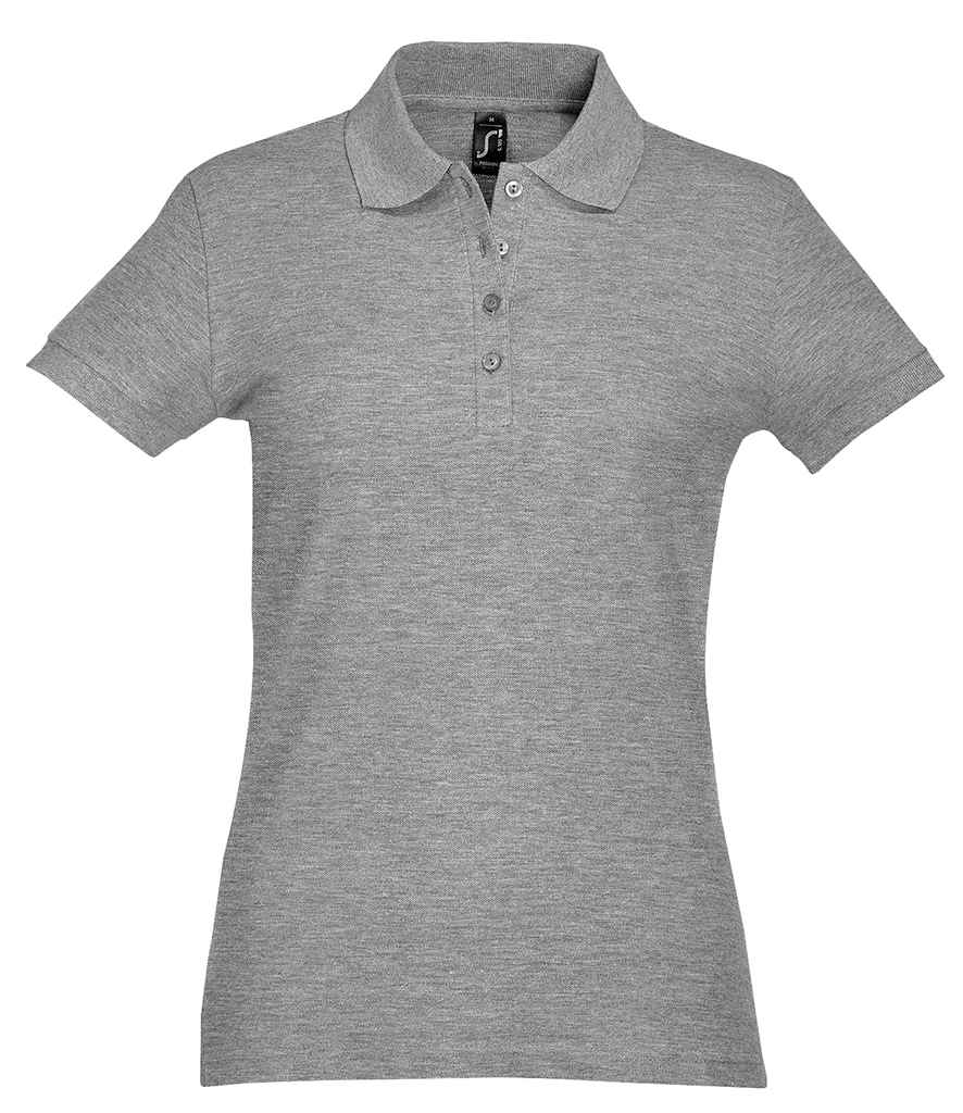 SOL'S Ladies Passion Cotton Piqué Polo Shirt in Grey Marl by SOL'S — Custom branded clothing by Print Press, featuring premium embroidery produced in our specialist print lab in the UK.