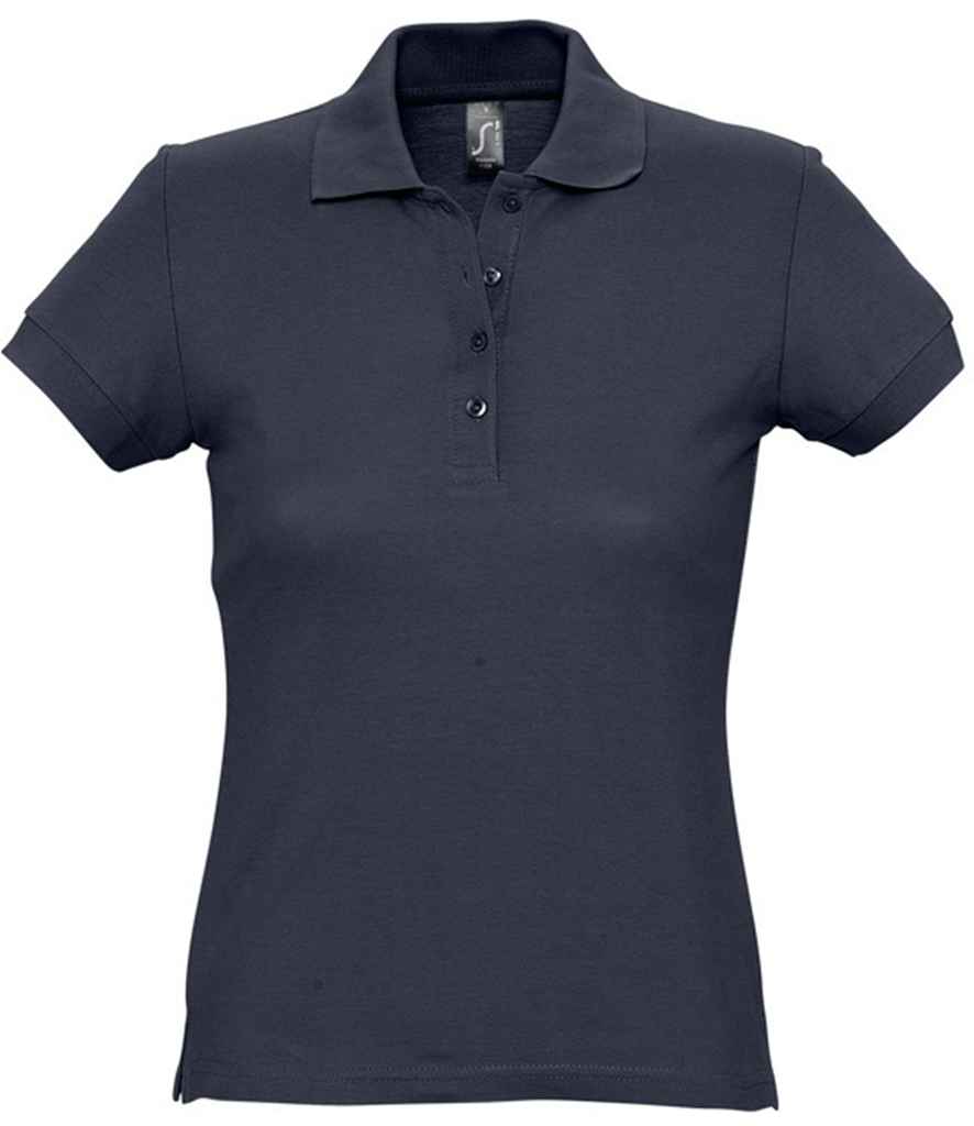 SOL'S Ladies Passion Cotton Piqué Polo Shirt in Navy by SOL'S — Custom branded clothing by Print Press, featuring premium embroidery produced in our specialist print lab in the UK.