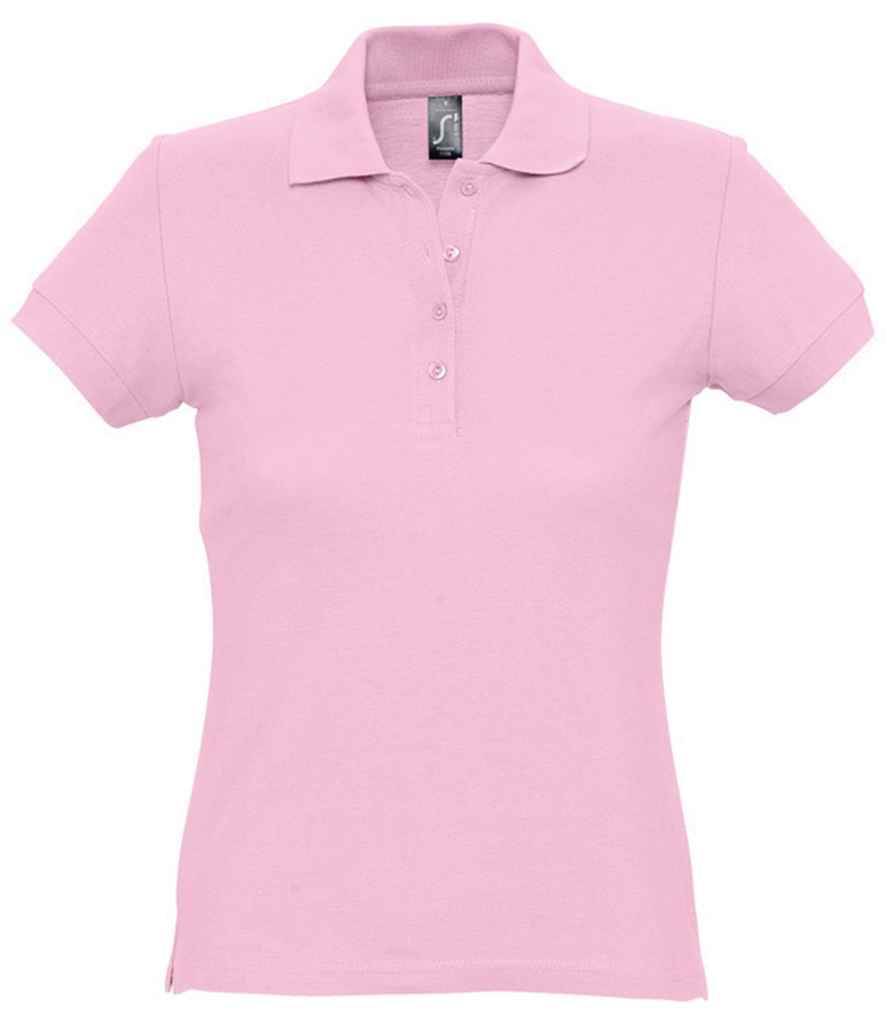 SOL'S Ladies Passion Cotton Piqué Polo Shirt in Pink by SOL'S — Custom branded clothing by Print Press, featuring premium embroidery produced in our specialist print lab in the UK.