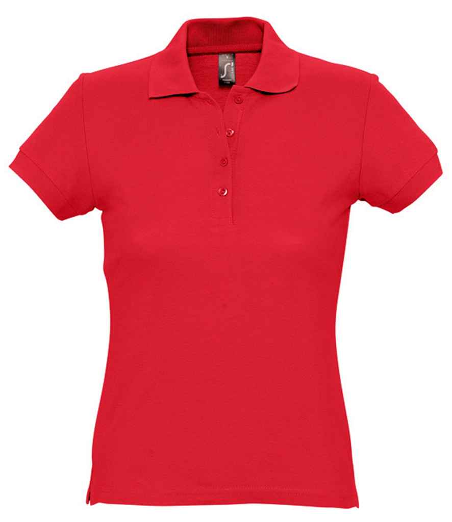 SOL'S Ladies Passion Cotton Piqué Polo Shirt in Red by SOL'S — Custom branded clothing by Print Press, featuring premium embroidery produced in our specialist print lab in the UK.