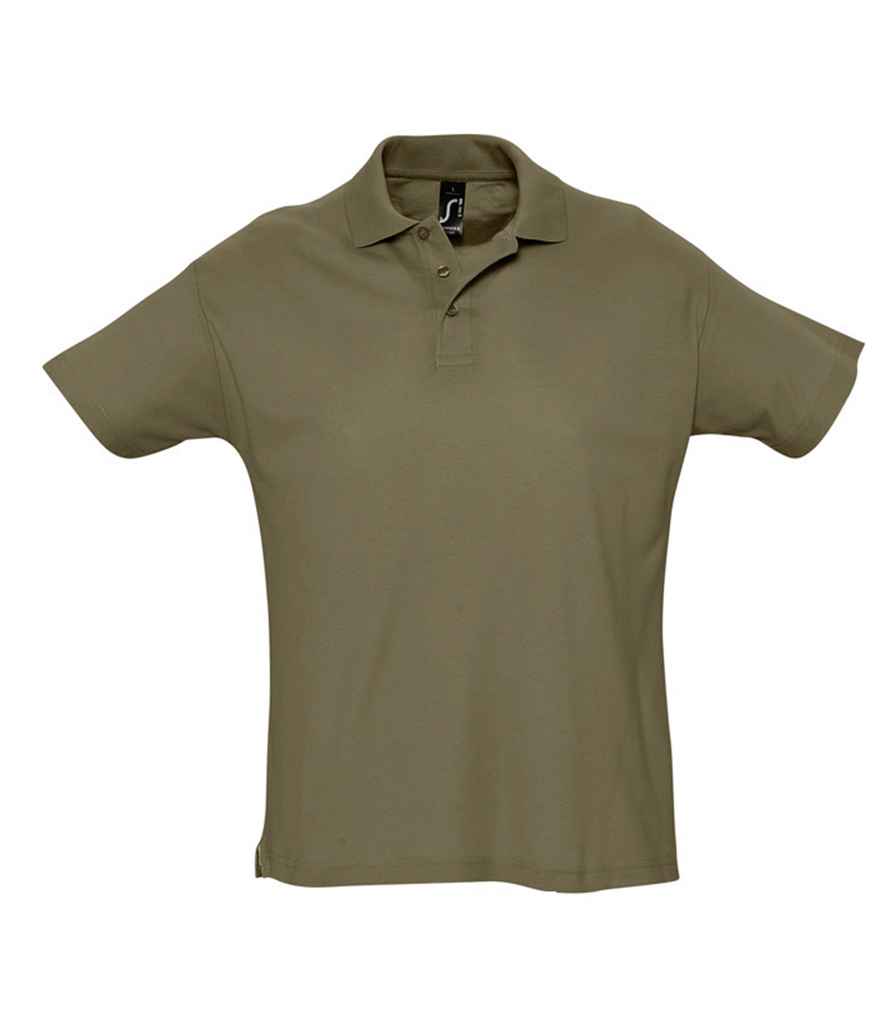SOL'S Summer II Cotton Piqué Polo Shirt in Army by SOL'S — Custom branded clothing by Print Press, featuring premium embroidery produced in our specialist print lab in the UK.