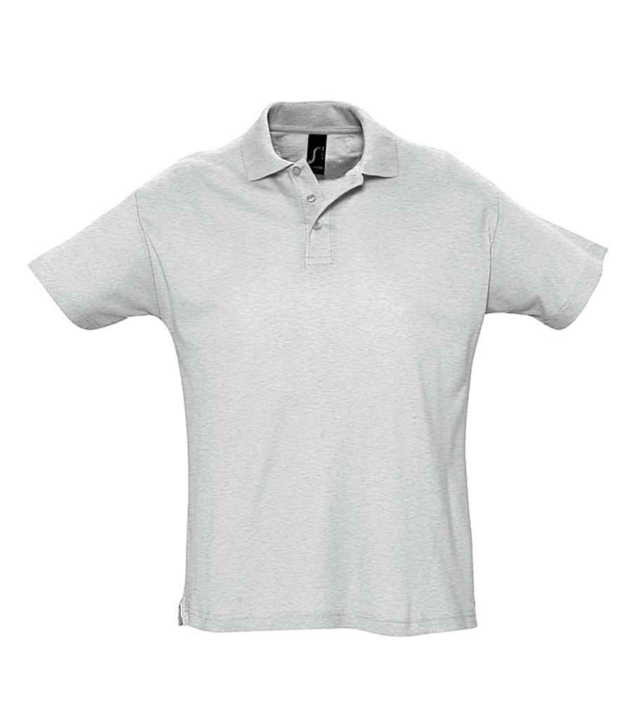 SOL'S Summer II Cotton Piqué Polo Shirt in Ash by SOL'S — Custom branded clothing by Print Press, featuring premium embroidery produced in our specialist print lab in the UK.
