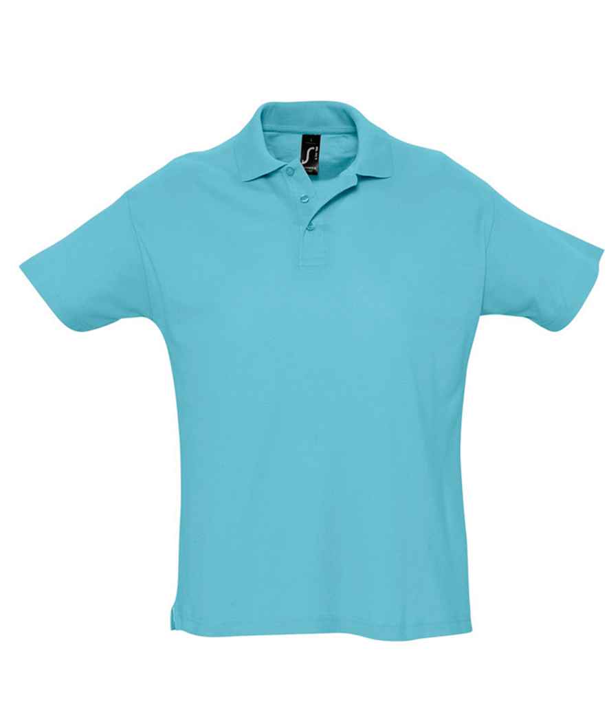 SOL'S Summer II Cotton Piqué Polo Shirt in Atoll Blue by SOL'S — Custom branded clothing by Print Press, featuring premium embroidery produced in our specialist print lab in the UK.