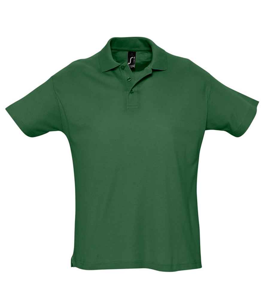 SOL'S Summer II Cotton Piqué Polo Shirt in Golf Green by SOL'S — Custom branded clothing by Print Press, featuring premium embroidery produced in our specialist print lab in the UK.