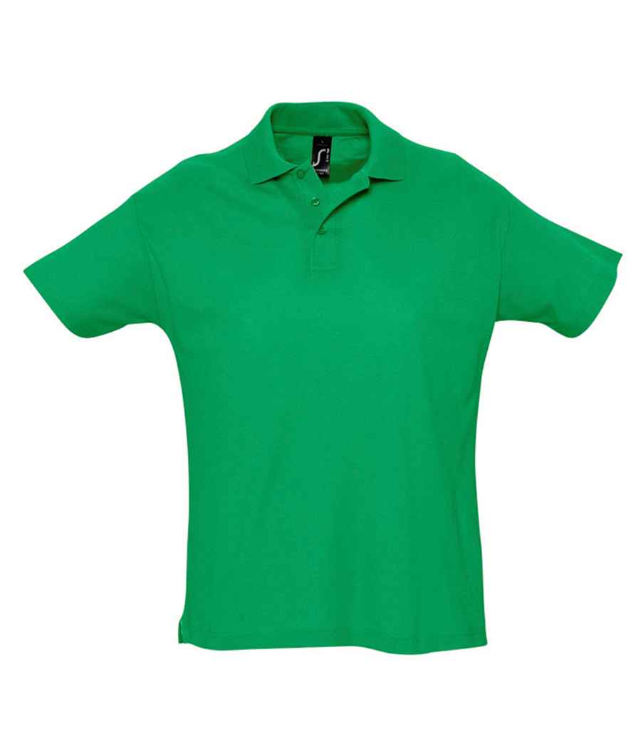 SOL'S Summer II Cotton Piqué Polo Shirt in Kelly Green by SOL'S — Custom branded clothing by Print Press, featuring premium embroidery produced in our specialist print lab in the UK.