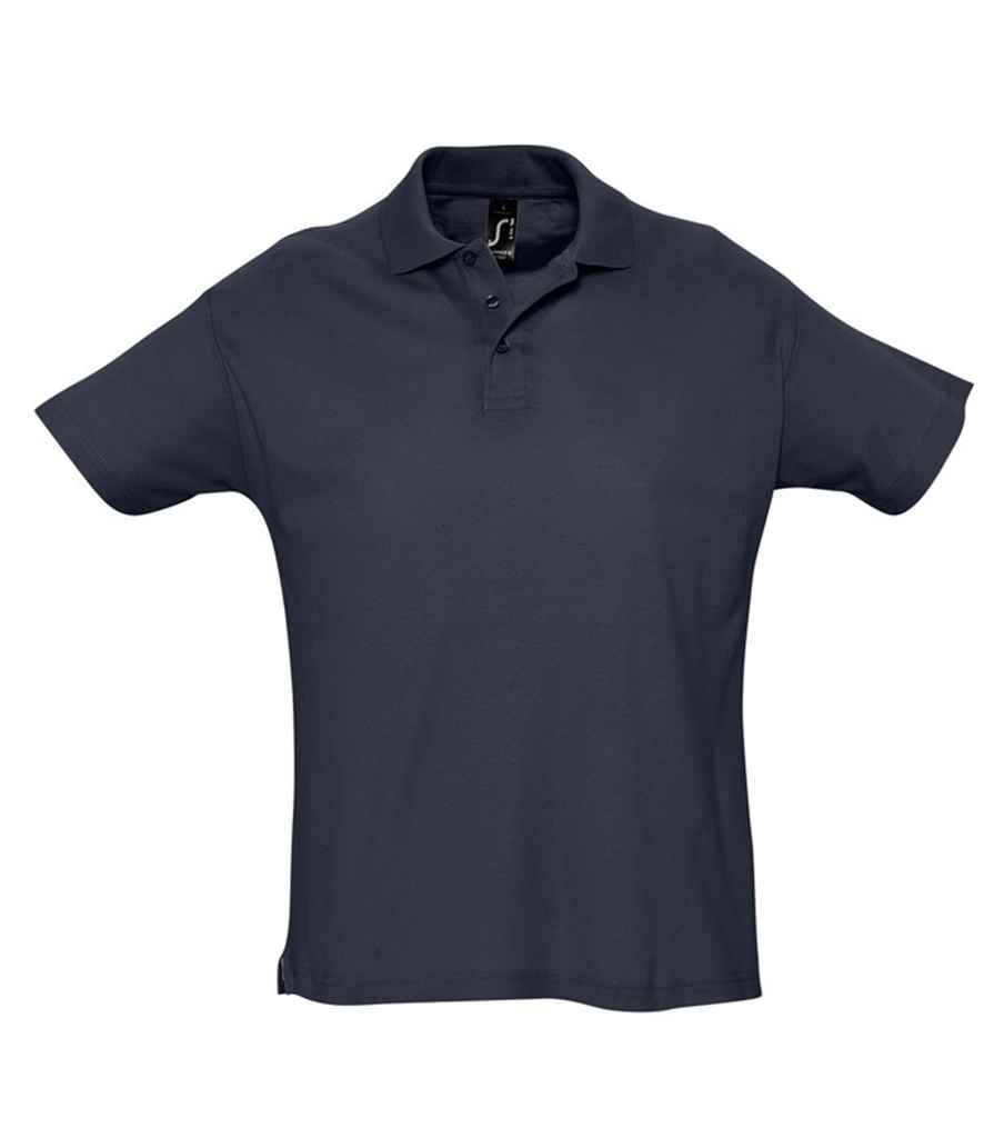 SOL'S Summer II Cotton Piqué Polo Shirt in Navy by SOL'S — Custom branded clothing by Print Press, featuring premium embroidery produced in our specialist print lab in the UK.