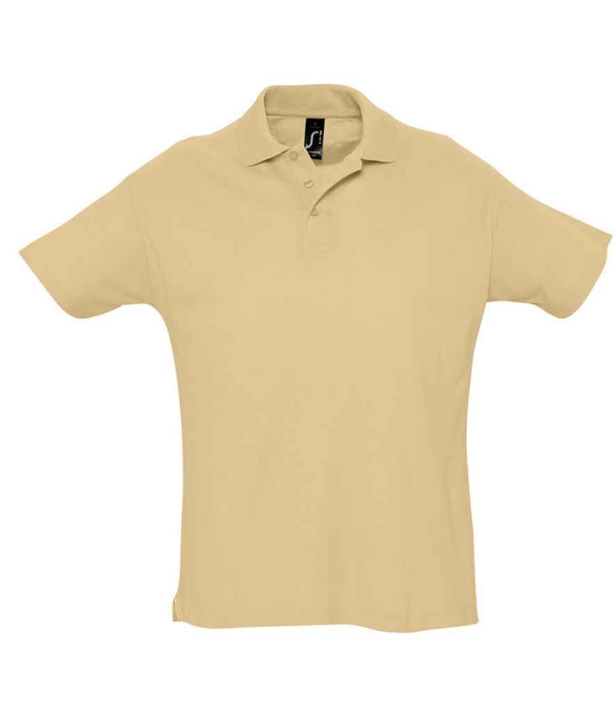SOL'S Summer II Cotton Piqué Polo Shirt in Sand by SOL'S — Custom branded clothing by Print Press, featuring premium embroidery produced in our specialist print lab in the UK.