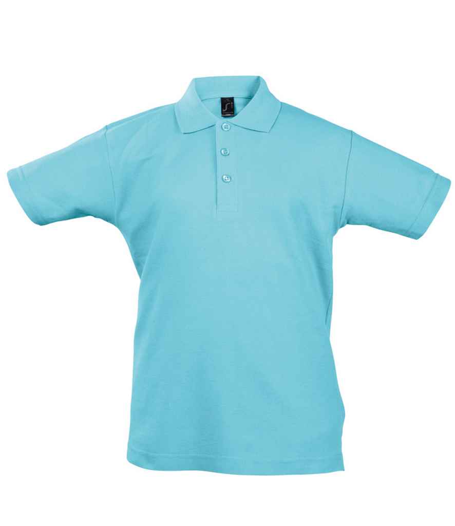 SOL'S Kids Summer II Cotton Piqué Polo Shirt in Atoll Blue by SOL'S — Custom branded clothing by Print Press, featuring premium embroidery produced in our specialist print lab in the UK.