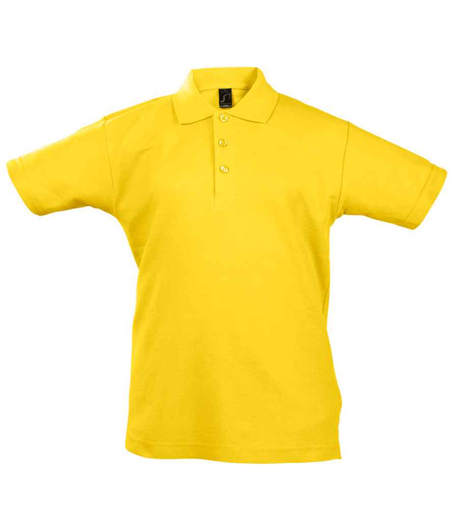 SOL'S Kids Summer II Cotton Piqué Polo Shirt in Gold by SOL'S — Custom branded clothing by Print Press, featuring premium embroidery produced in our specialist print lab in the UK.