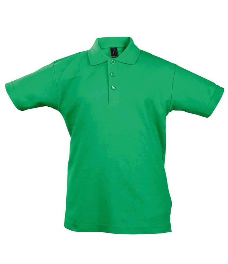 SOL'S Kids Summer II Cotton Piqué Polo Shirt in Kelly Green by SOL'S — Custom branded clothing by Print Press, featuring premium embroidery produced in our specialist print lab in the UK.
