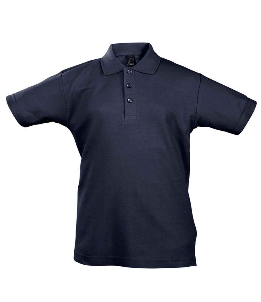 SOL'S Kids Summer II Cotton Piqué Polo Shirt in Navy by SOL'S — Custom branded clothing by Print Press, featuring premium embroidery produced in our specialist print lab in the UK.
