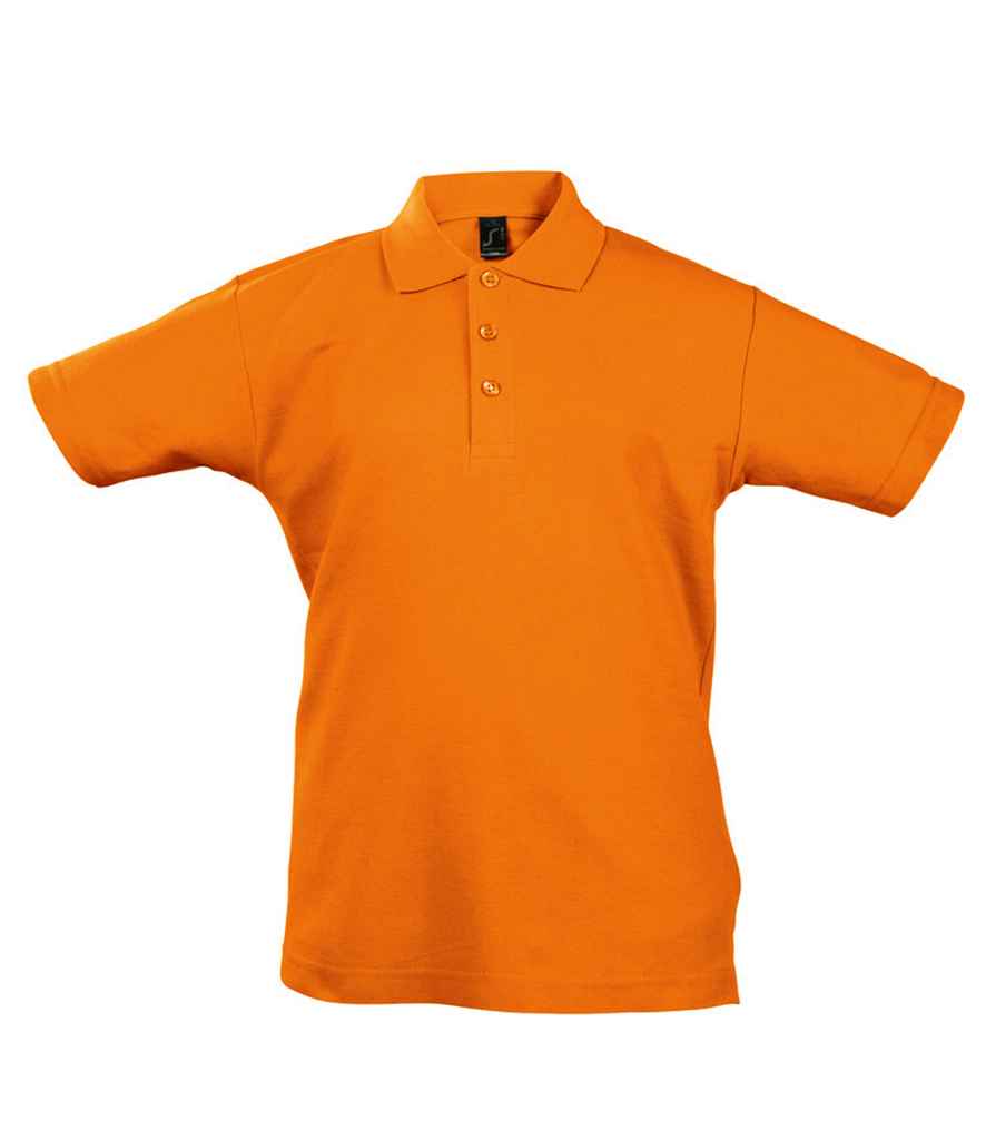 SOL'S Kids Summer II Cotton Piqué Polo Shirt in Orange by SOL'S — Custom branded clothing by Print Press, featuring premium embroidery produced in our specialist print lab in the UK.
