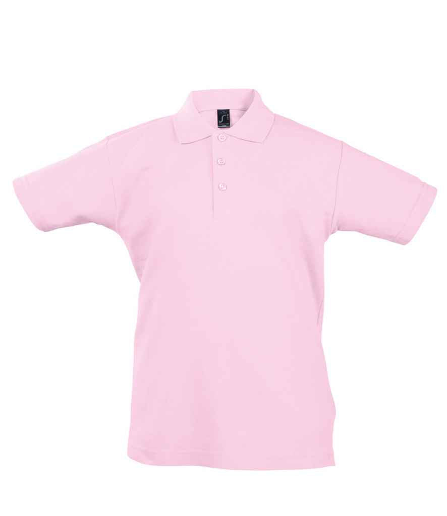 SOL'S Kids Summer II Cotton Piqué Polo Shirt in Pink by SOL'S — Custom branded clothing by Print Press, featuring premium embroidery produced in our specialist print lab in the UK.