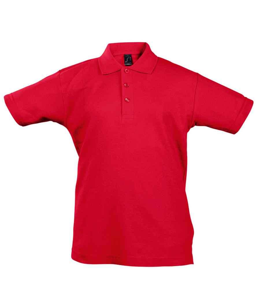 SOL'S Kids Summer II Cotton Piqué Polo Shirt in Red by SOL'S — Custom branded clothing by Print Press, featuring premium embroidery produced in our specialist print lab in the UK.