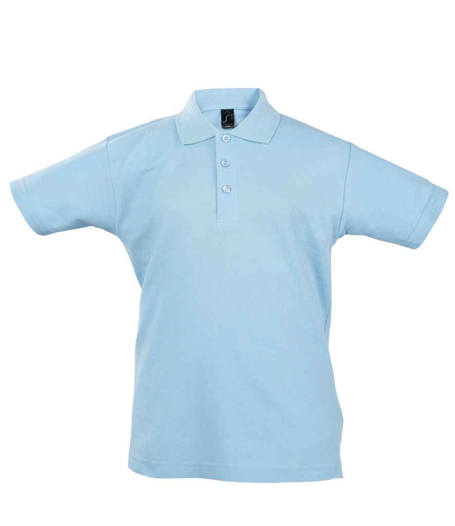 SOL'S Kids Summer II Cotton Piqué Polo Shirt in Sky Blue by SOL'S — Custom branded clothing by Print Press, featuring premium embroidery produced in our specialist print lab in the UK.