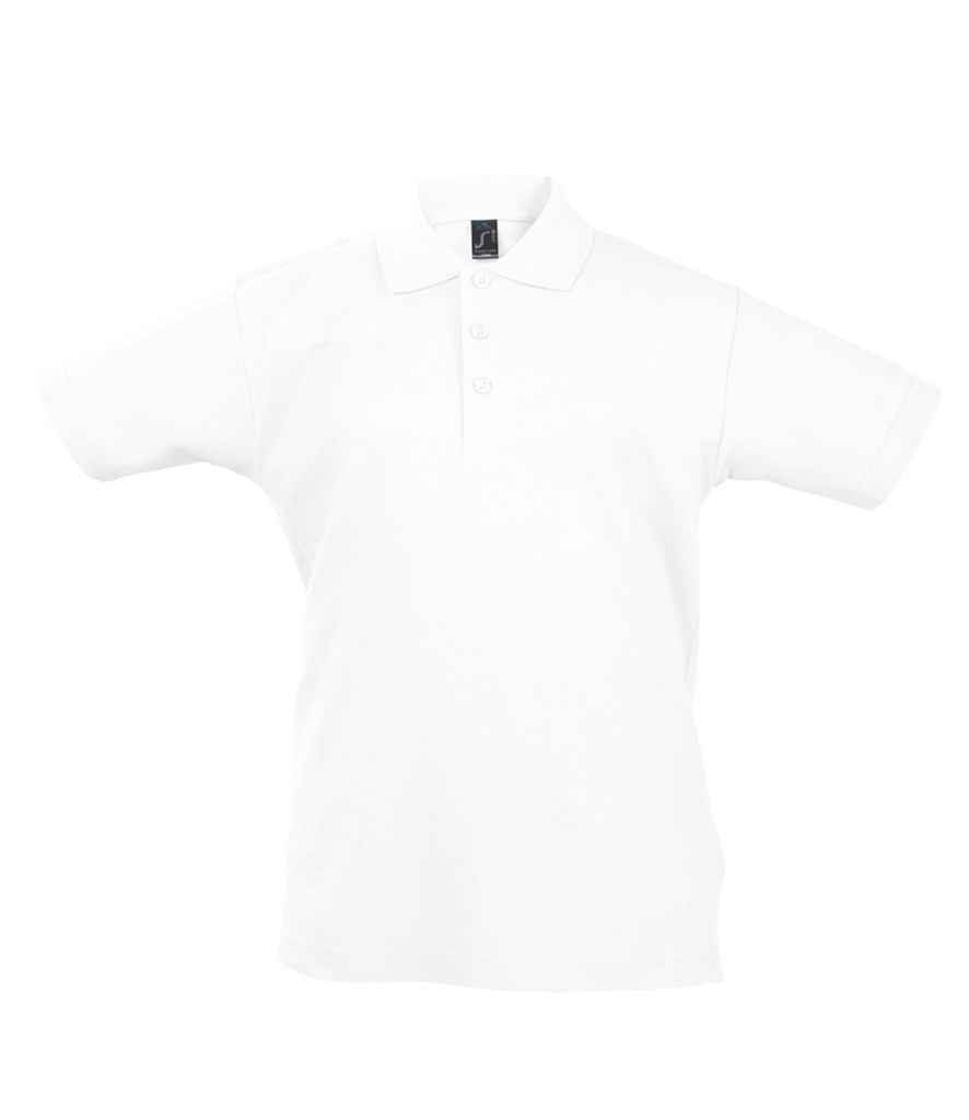 SOL'S Kids Summer II Cotton Piqué Polo Shirt in White by SOL'S — Custom branded clothing by Print Press, featuring premium embroidery produced in our specialist print lab in the UK.