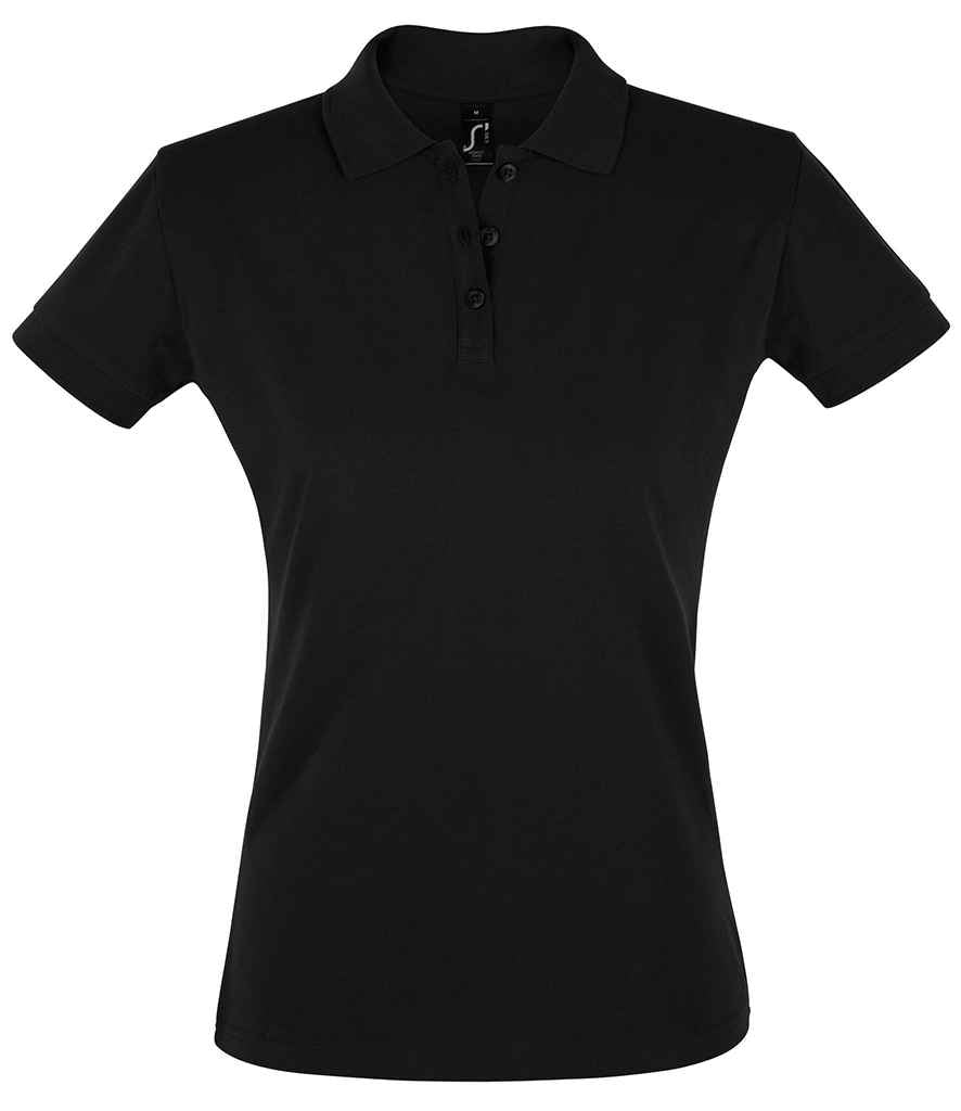 SOL'S Ladies Perfect Cotton Piqué Polo Shirt in Black by SOL'S — Custom branded clothing by Print Press, featuring premium embroidery produced in our specialist print lab in the UK.