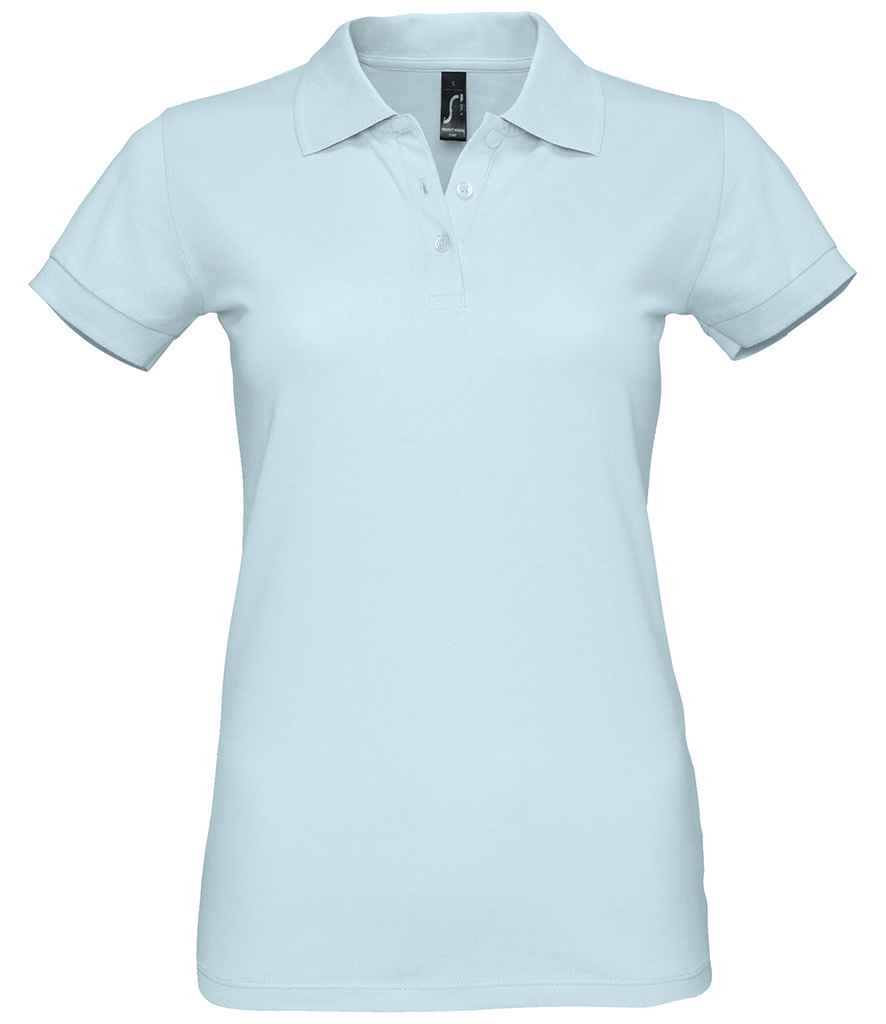 SOL'S Ladies Perfect Cotton Piqué Polo Shirt in Creamy Blue by SOL'S — Custom branded clothing by Print Press, featuring premium embroidery produced in our specialist print lab in the UK.