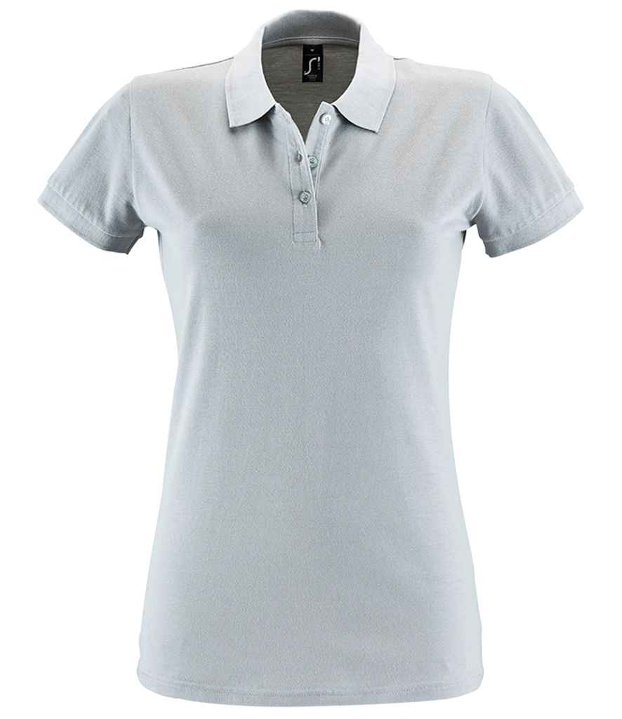 SOL'S Ladies Perfect Cotton Piqué Polo Shirt in Pure Grey by SOL'S — Custom branded clothing by Print Press, featuring premium embroidery produced in our specialist print lab in the UK.