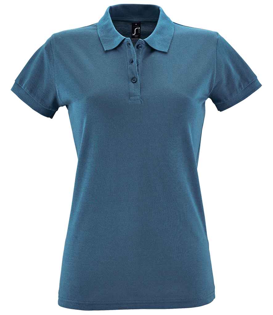SOL'S Ladies Perfect Cotton Piqué Polo Shirt in Slate Blue by SOL'S — Custom branded clothing by Print Press, featuring premium embroidery produced in our specialist print lab in the UK.