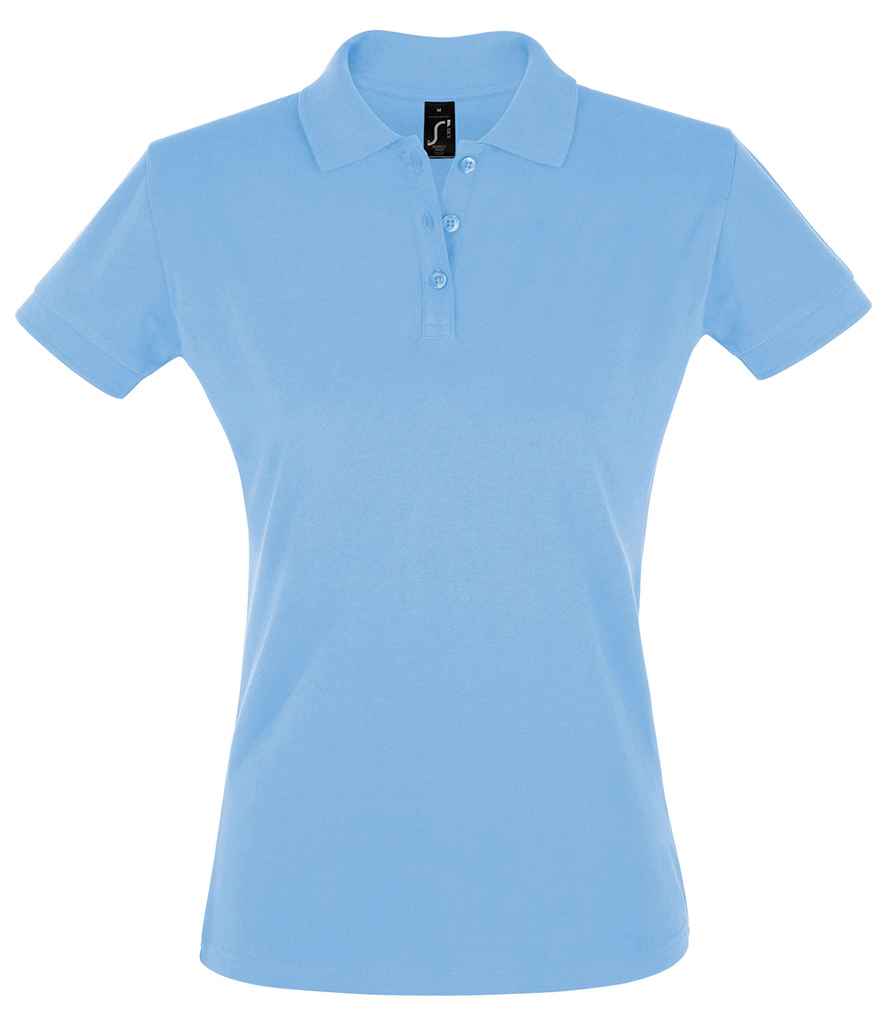 SOL'S Ladies Perfect Cotton Piqué Polo Shirt in Sky Blue by SOL'S — Custom branded clothing by Print Press, featuring premium embroidery produced in our specialist print lab in the UK.