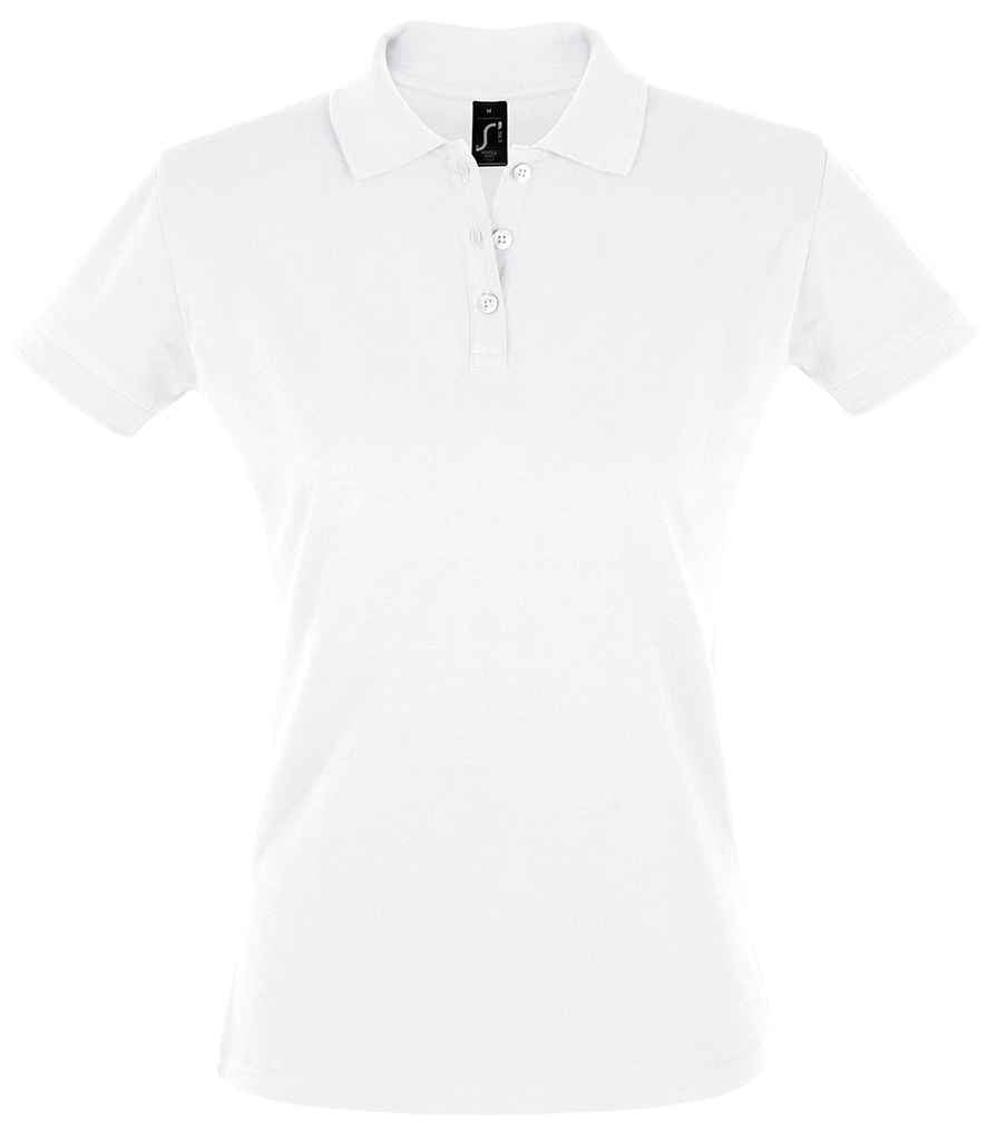 SOL'S Ladies Perfect Cotton Piqué Polo Shirt in White by SOL'S — Custom branded clothing by Print Press, featuring premium embroidery produced in our specialist print lab in the UK.