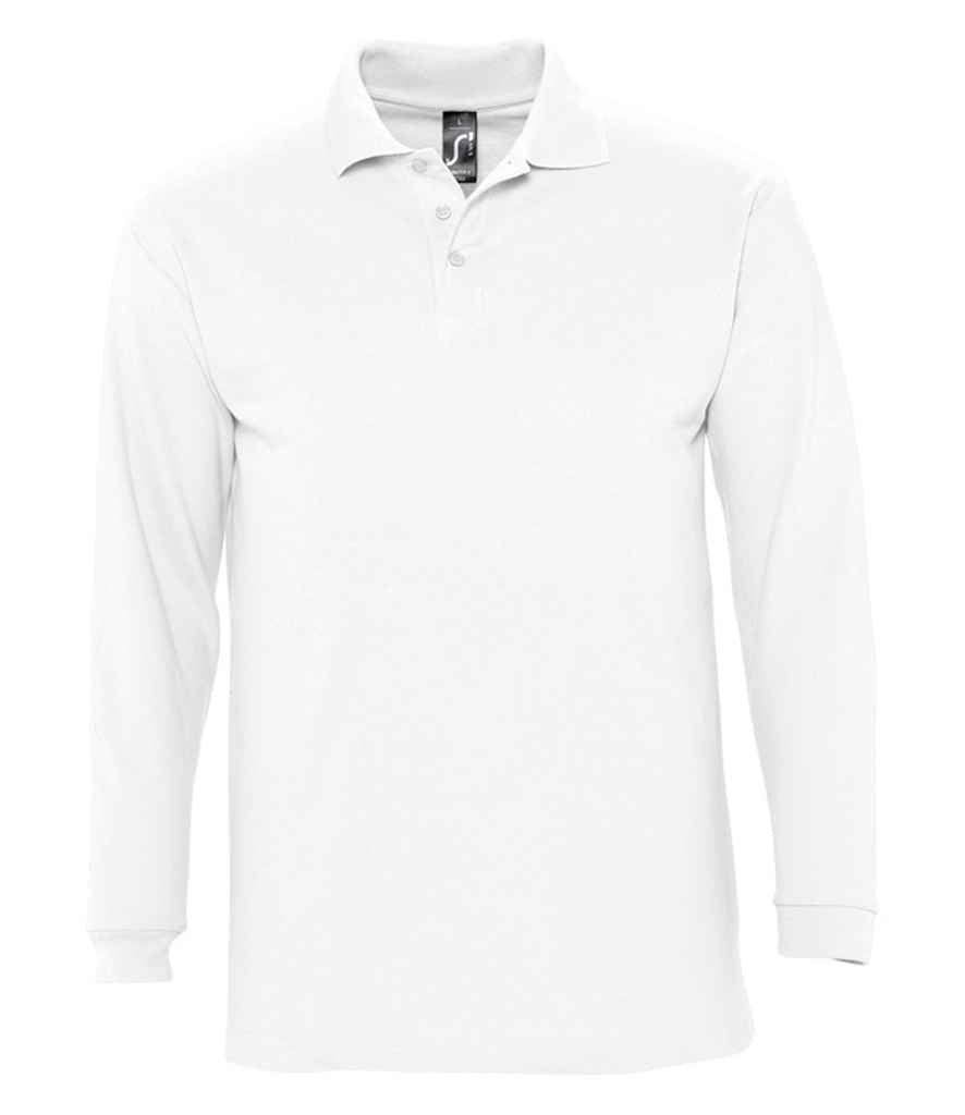 SOL'S Winter II Long Sleeve Cotton Piqué Polo Shirt in White by SOL'S — Custom branded clothing by Print Press, featuring premium embroidery produced in our specialist print lab in the UK.