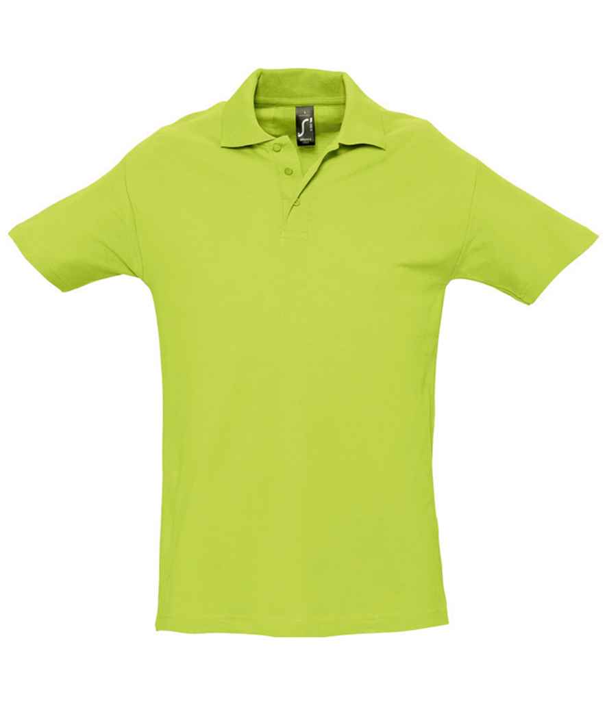 SOL'S Spring II Heavy Cotton Piqué Polo Shirt in Apple Green by SOL'S — Custom branded clothing by Print Press, featuring premium embroidery produced in our specialist print lab in the UK.