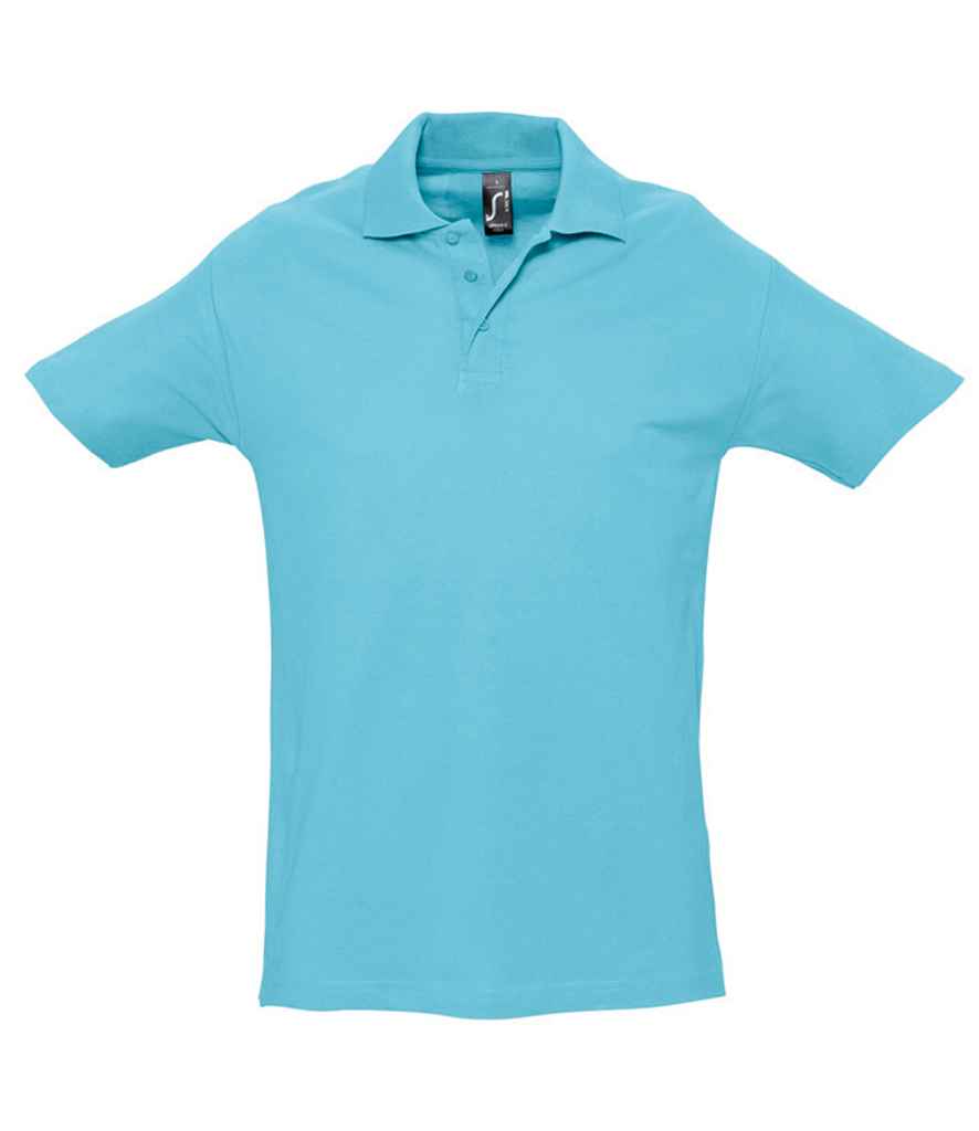 SOL'S Spring II Heavy Cotton Piqué Polo Shirt in Atoll Blue by SOL'S — Custom branded clothing by Print Press, featuring premium embroidery produced in our specialist print lab in the UK.