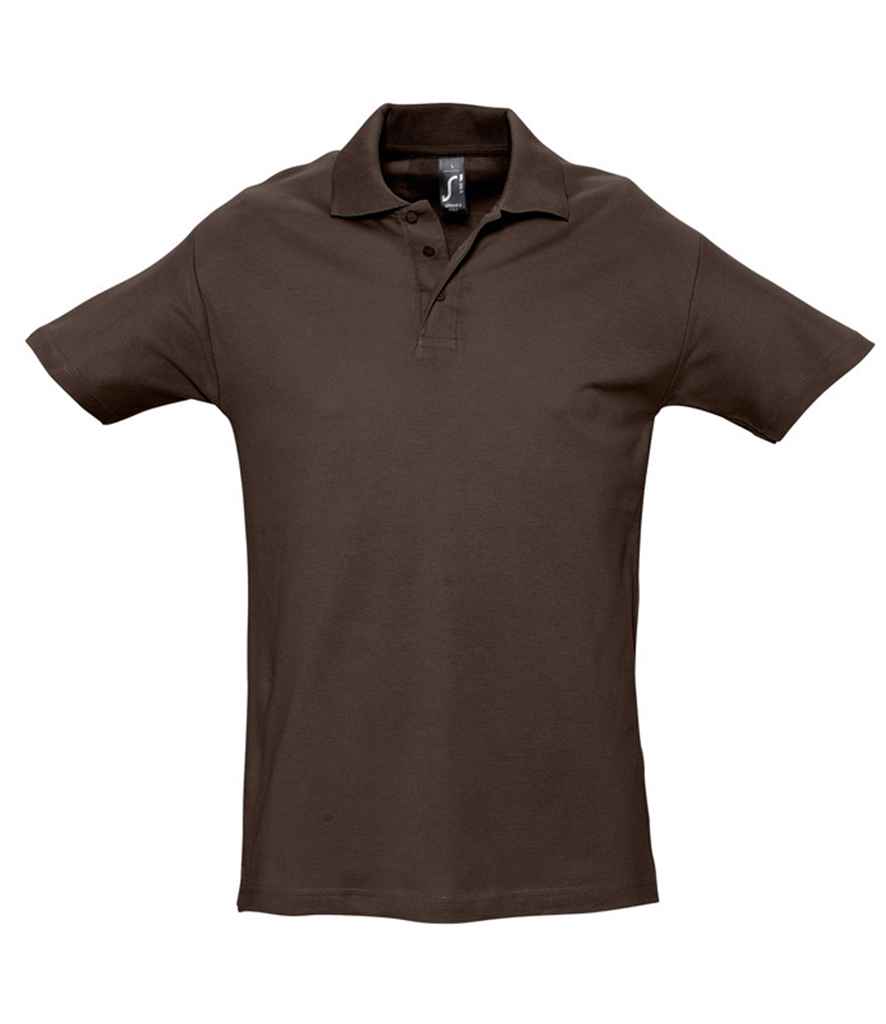 SOL'S Spring II Heavy Cotton Piqué Polo Shirt in Chocolate by SOL'S — Custom branded clothing by Print Press, featuring premium embroidery produced in our specialist print lab in the UK.