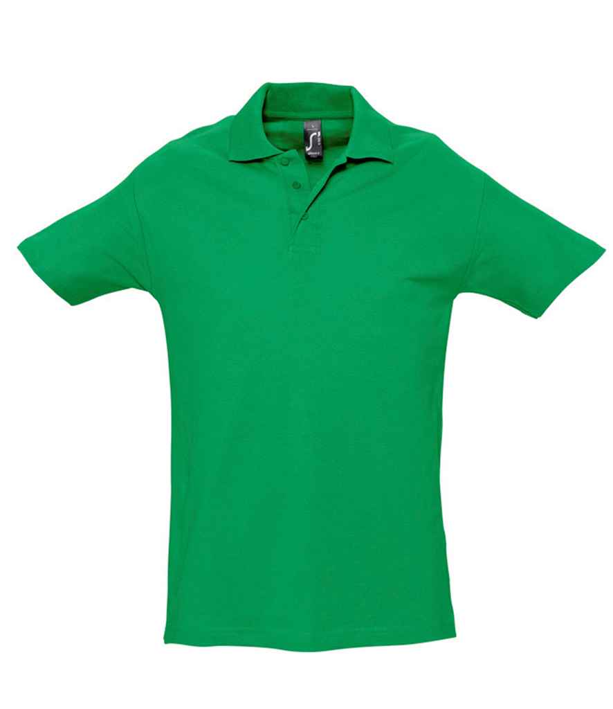 SOL'S Spring II Heavy Cotton Piqué Polo Shirt in Kelly Green by SOL'S — Custom branded clothing by Print Press, featuring premium embroidery produced in our specialist print lab in the UK.